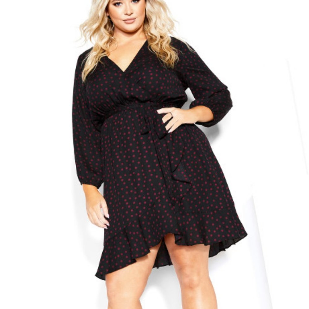 CITY CHIC Dress Amber Frill Garnet Spot Size Small 16 NWT